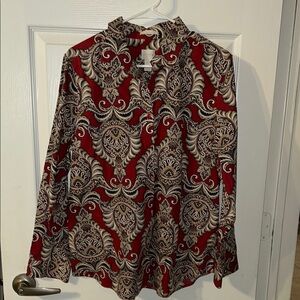 Chico's Red and Black Paisley Blouse
